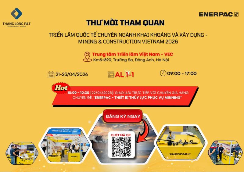 Thăng Long P&T kính mời Qúy khách tham gia triển lãm Quốc tế về Công nghiệp Khai thác Khôi phục Tài nguyên Khoáng sản và Xây dựng tại Việt Nam 2026