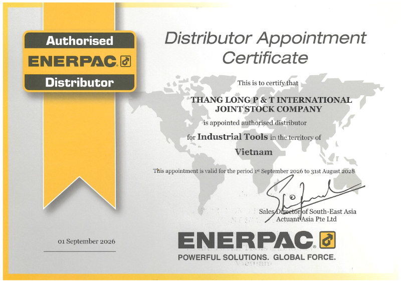 Thăng Long P&T tiếp tục là Đại lý chính thức của Enerpac tại Việt Nam năm 2026